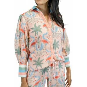 NEW VICTORIA DUNN zara button down top in pink linen